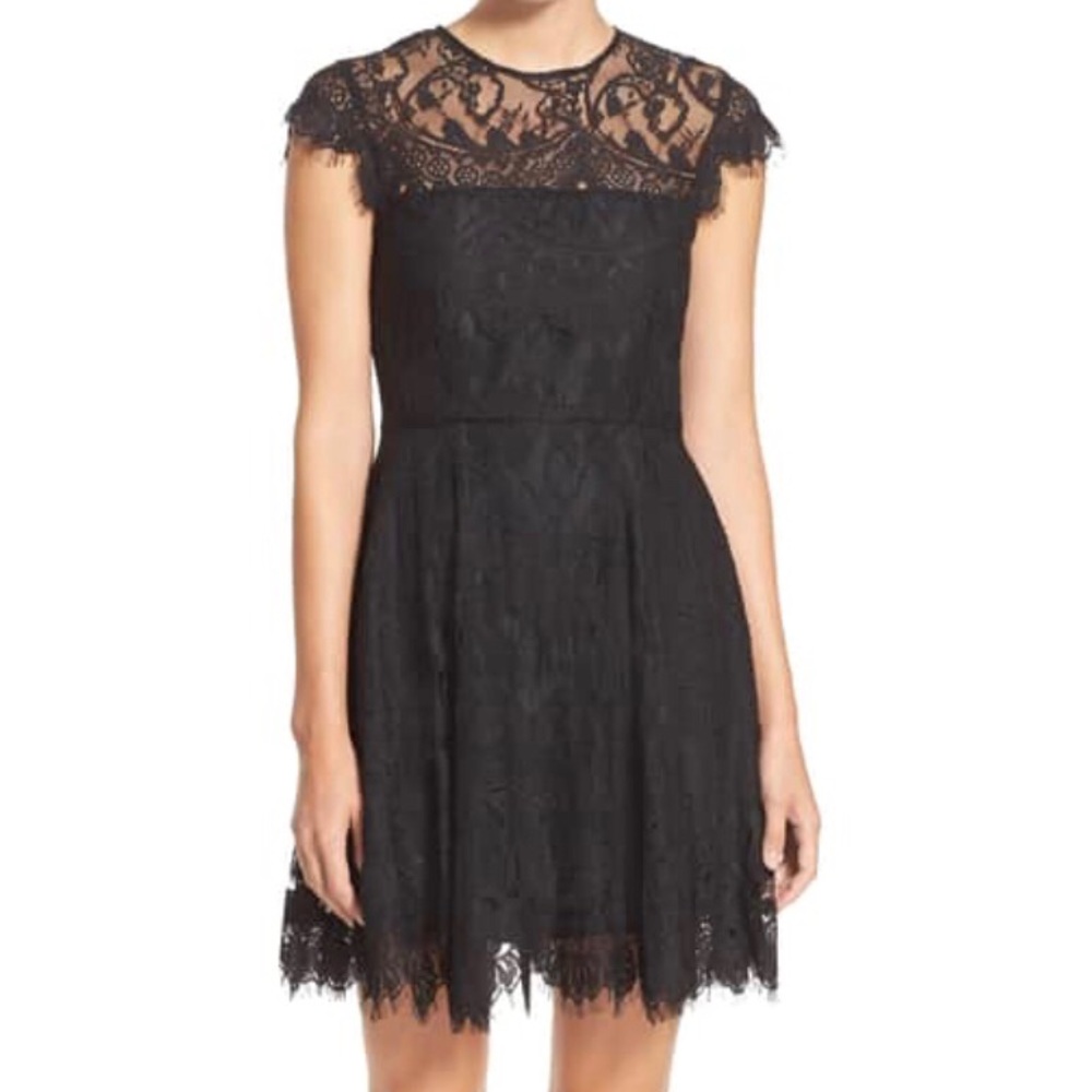 BB Dakota black lace open back dress!